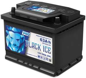 Автомобильный аккумулятор BLACK ICE Pro 6СТ-63.0 VL (АКТЕХ)