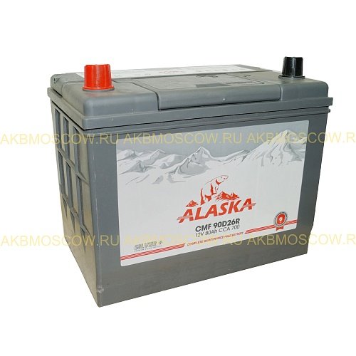 Аккумулятор автомобильный Alaska CMF silver+ 90D26R  12В 80Ач 700А