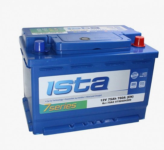 Аккумулятор автомобильный  ISTA Standart 6СТ-75 низкий 12В 75Ач 760А