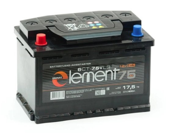 Аккумулятор автомобильный Smart Element 6ст-75.1 VL3 пр.   12В 75Ач 600А
