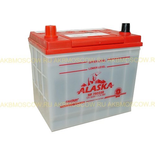 Аккумулятор автомобильный Alaska MF calcium+ 75D23R  12В 60Ач 580А