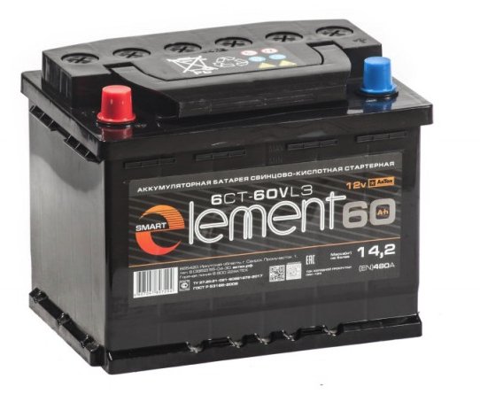 Аккумулятор автомобильный Smart Element 6СТ-60.1 VL3 пр. 12В 60Ач 480А